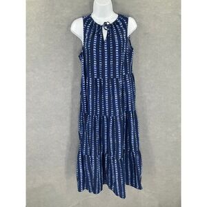 Old‎ Navy Maxi Dress Women's Sz S Blue Tie Neck Tiered Boho Travel Cruise